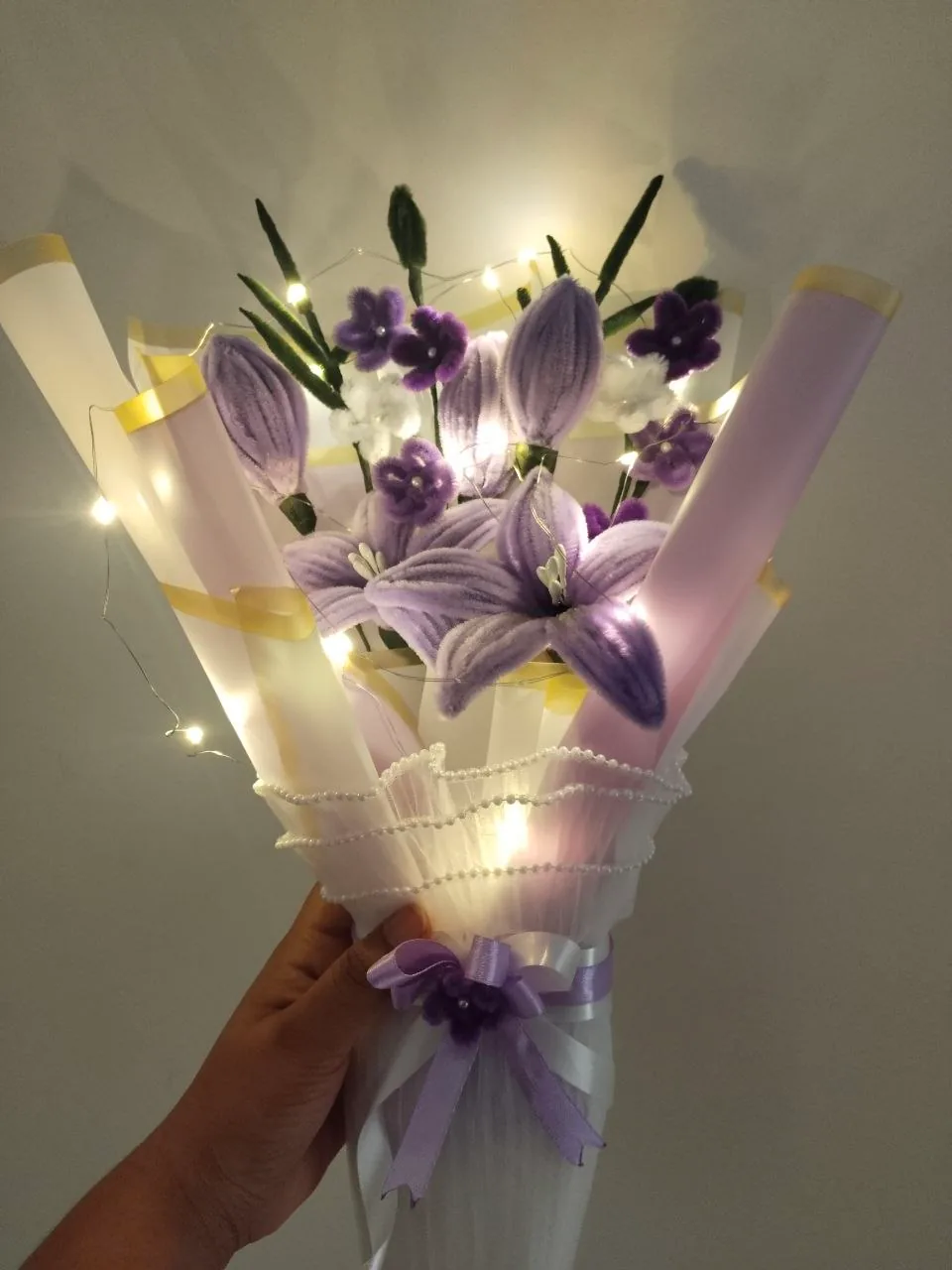 Premium floral bouquet with lights